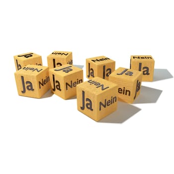 Wooden cubes with yes and no