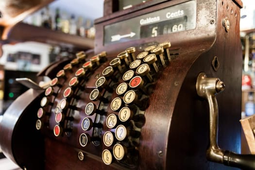 Old-Time Cash Register in a Pub.
