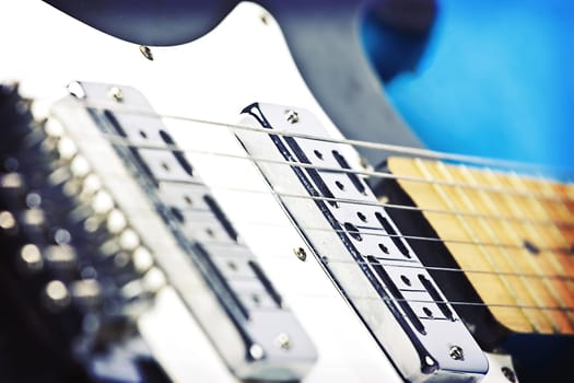 Close up on electric guitar