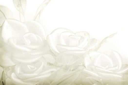 white textil roses from wedding decoration
