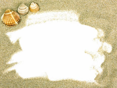 Holliday concept - Frame with seashells and sand