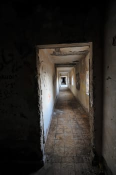 Abandoned Buildings of a Military Base at Sunset