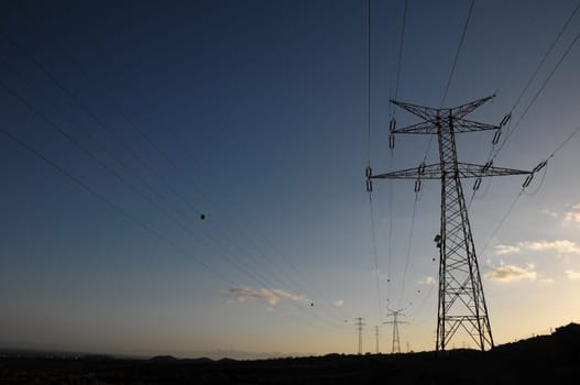 Electricity Pole over a Blue Sky in Spain