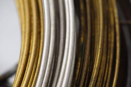 Lot of Different Metal Wire Isolated on a White Background