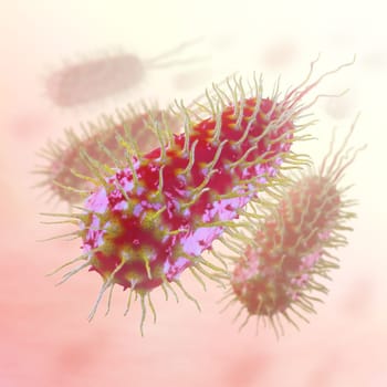 Infectious bacteria closely. Concept of disease transmission and epidemic.