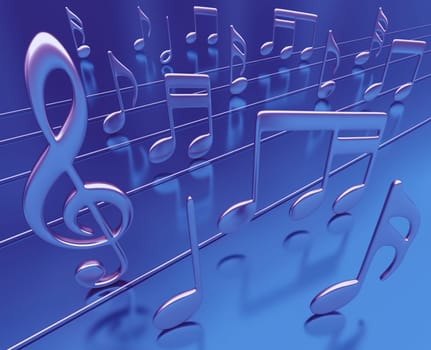 Musical notes standing on the floor.