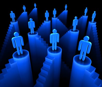 Concept team of people to reach their goals in business.