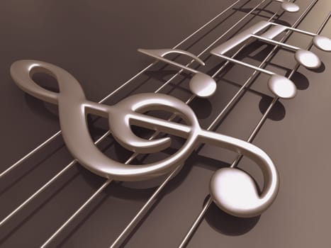 Musical notes standing on the floor.