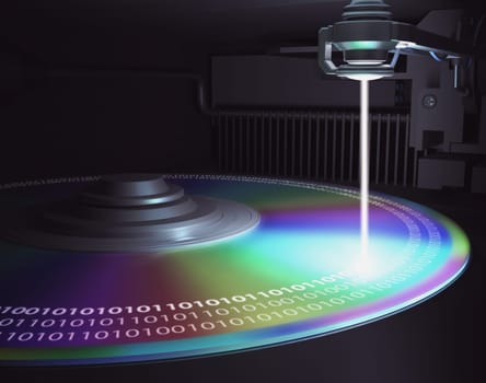 The laser writes information to disk (CD, DVD, Blu-Ray). Concept of technology and future.