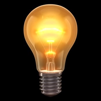 Incandescent lamp burning on a black background.