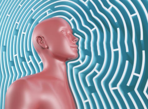 Half of the body out of the maze and seeing through walls.