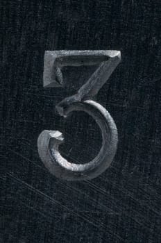 Macro image of a number in metal X