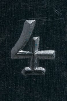 Macro image of a number in metal X