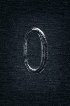 Macro image of the letter "O"" in metal"