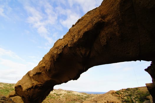 Volcanic Formation Natural Arch in the Desert Tenerife Canary Islands Spain