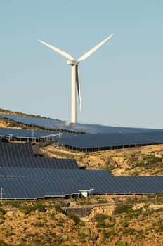 Power Plant Renewable Energy Wind Turbines and Solar Panels