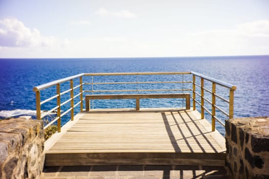 Sunrise on a Pier over Atlantic Ocean in Tenerife Canary Islands Spain