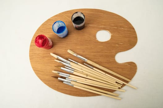 New Painting Wooden Palette on a White Background