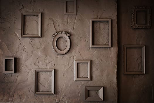 Blank Empty  Photo Frames on a  rough Grungy Background