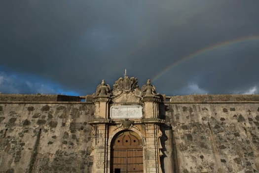 Entrance of Fort of Grace Elvas, south of Portugal. Shot with rainbow