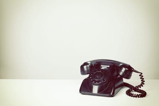 Old Vintage Black Telephone .Vintage filter added
