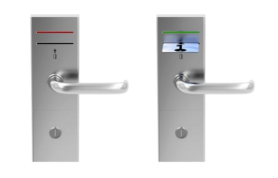 Keycard electronic locks isolated on white