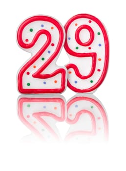 Red number 29 with reflection
