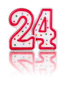 Red number 24 with reflection