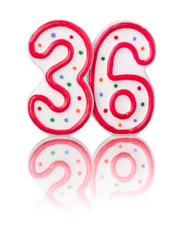 Red number 36 with reflection