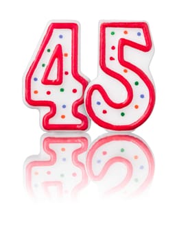 Red number 45 with reflection