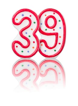 Red number 39 with reflection