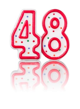 Red number 48 with reflection