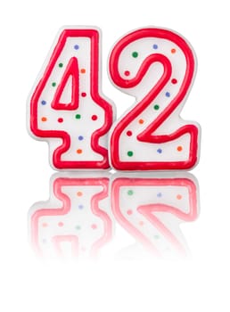 Red number 42 with reflection