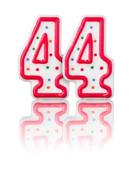 Red number 44 with reflection