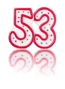 Red number 53 with reflection
