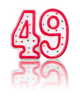 Red number 49 with reflection