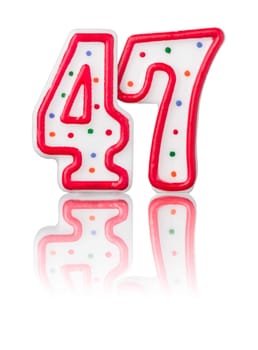 Red number 47 with reflection