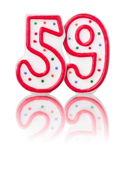 Red number 59 with reflection
