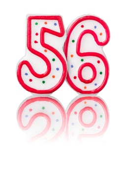 Red number 56 with reflection