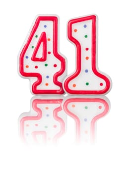 Red number 41 with reflection