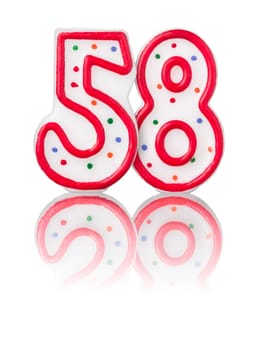 Red number 58 with reflection