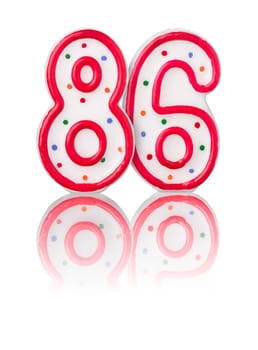 Red number 86 with reflection
