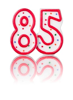 Red number 85 with reflection