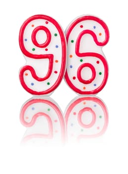Red number 96 with reflection