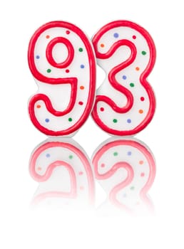 Red number 93 with reflection