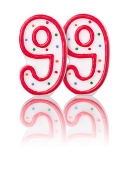 Red number 99 with reflection