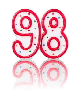 Red number 98 with reflection