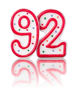 Red number 92 with reflection