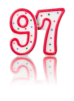 Red number 97 with reflection