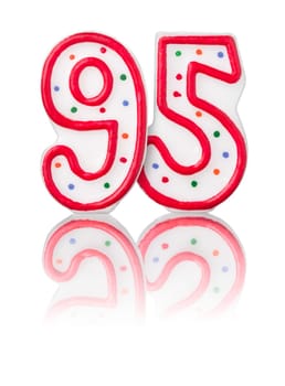 Red number 95 with reflection